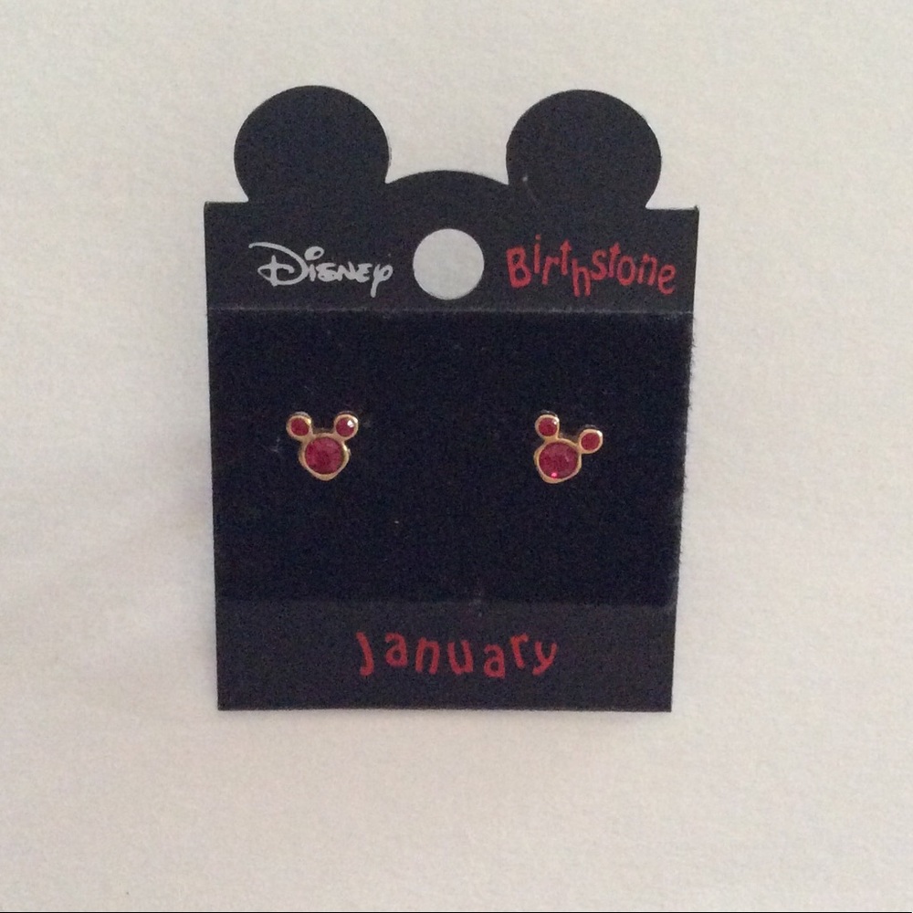 Mickey Mouse Birthstone Head Earrings, January